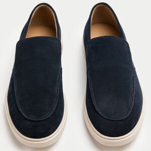 Marks & Spencer Men’s Suede Slip-On Loafers | Navy |‎ White Sole --UK 8/US 9